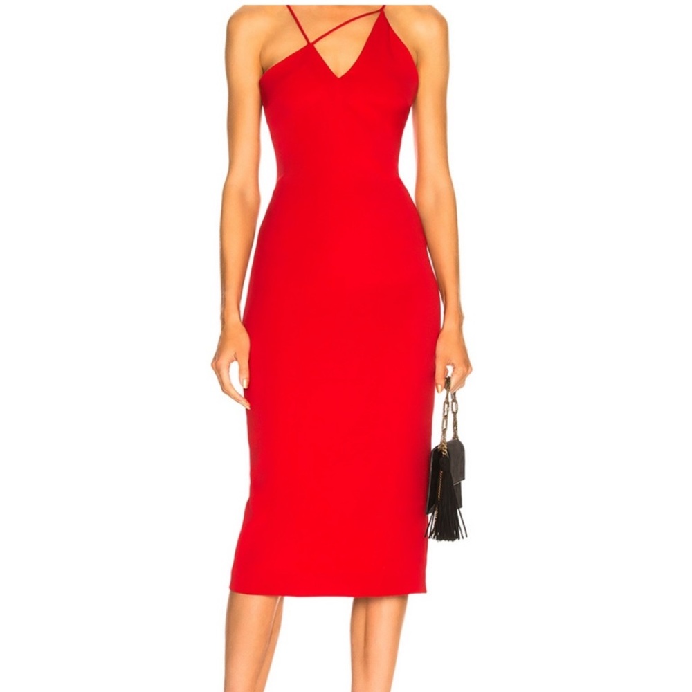 New Cushnie Red midi bodycon dress